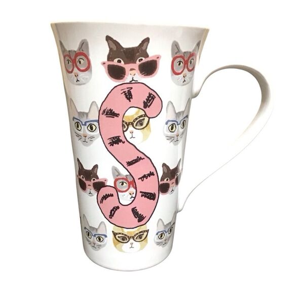Coventry Hipster Cats Porcelain Tall Coffee Mug - Picture 1 of 5